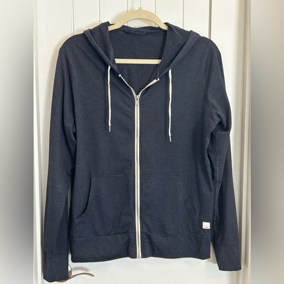 Vuori Tops - Vuori Classic Zip-Up Hoodie in Navy Blue Heather Size Large